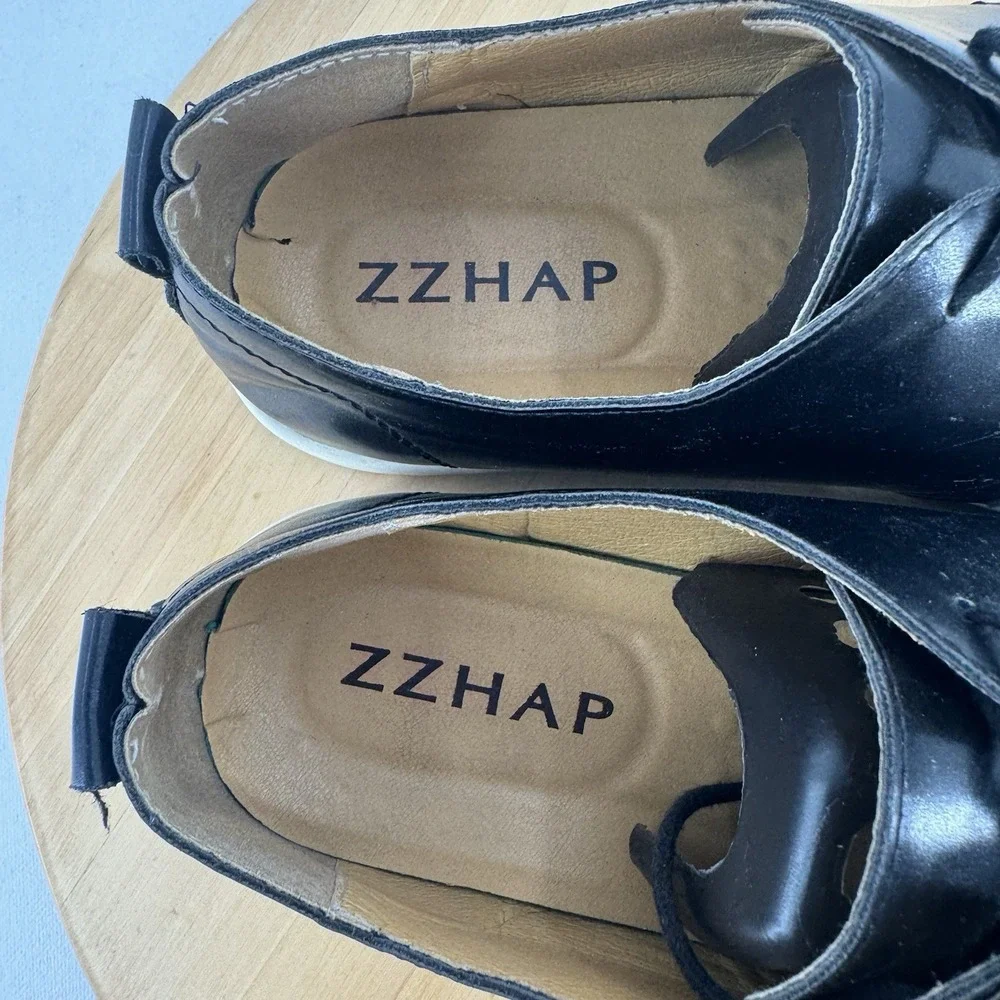ZZHAP Black Glossy Party Dress‎ Derby Shoe For Weddings Graduation Men's Size 10